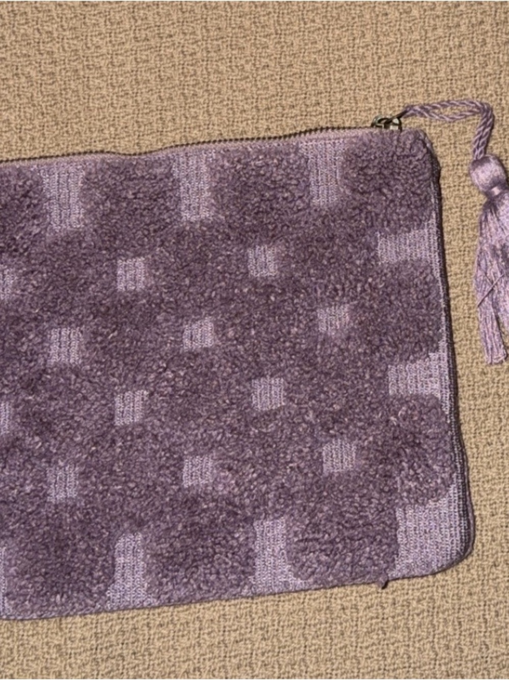 Universal Thread Lavender Textured Zip Clutch with Tassel